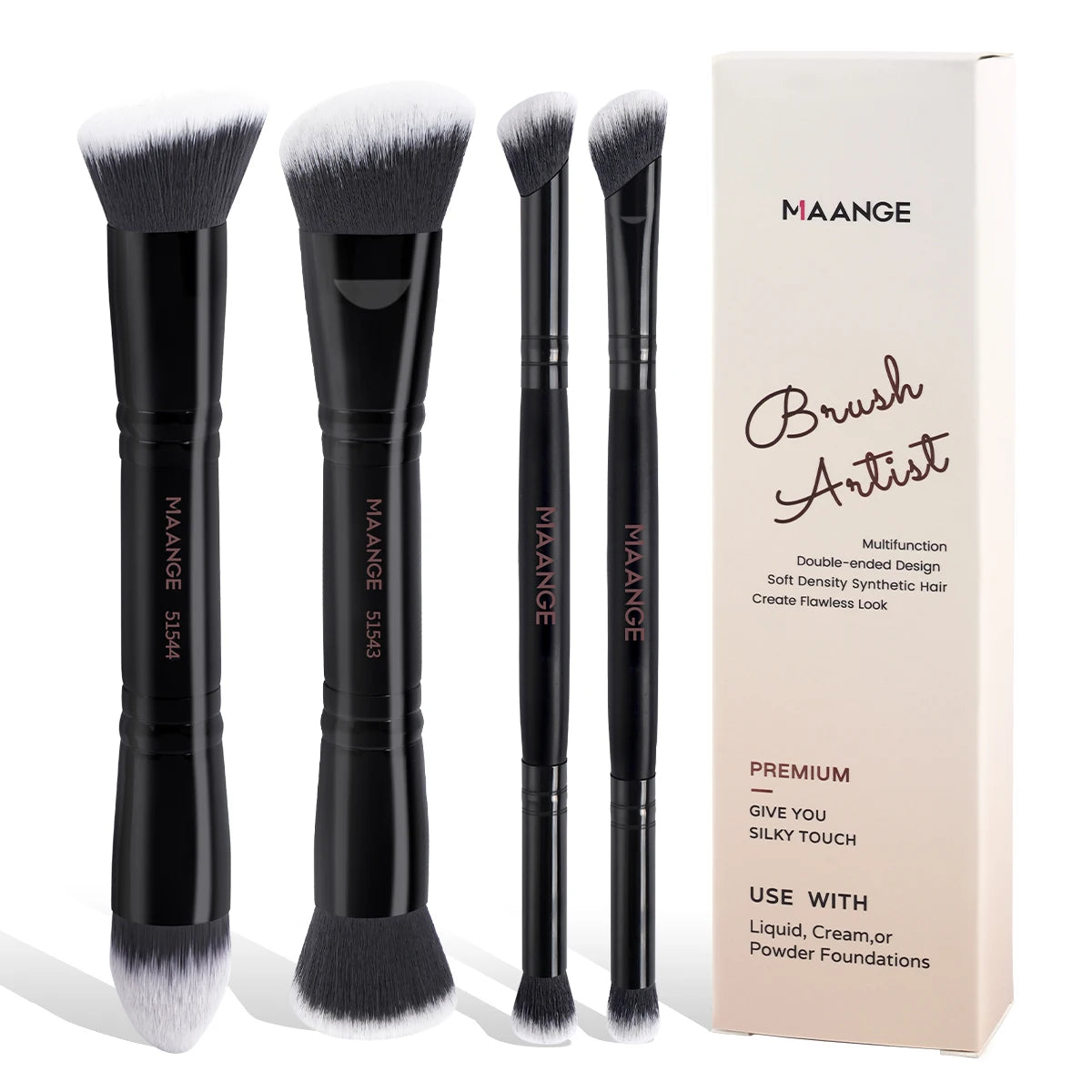 MAANGE 4-Piece Professional Makeup Brush Set — Soft, Vegan & Beginner-Friendly