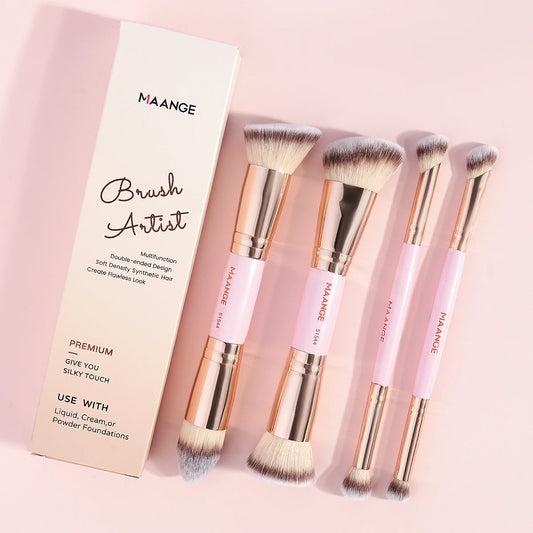 MAANGE 4-Piece Professional Makeup Brush Set — Soft, Vegan & Beginner-Friendly